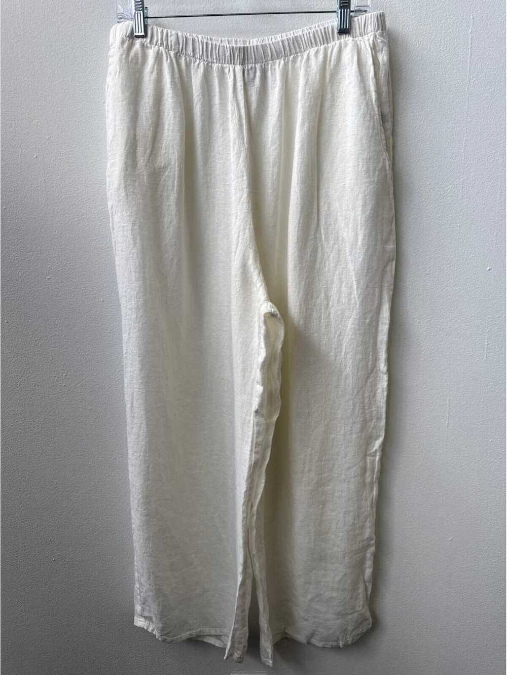FLAX 100% Linen Pull-On Pants White Coastal Grandmother Est Large